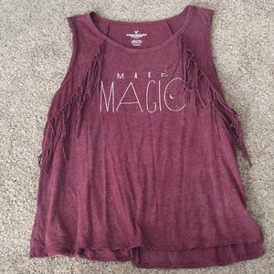 NWT AEO make magic fringe tank top